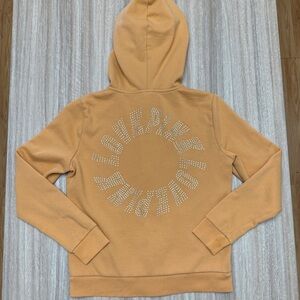 Y2K Victoria’s Secret Pink Rhinestone Full Zip Hoodie Citrus Orange Size Small